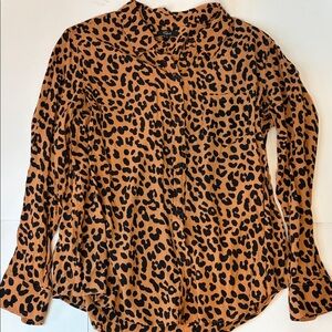 Rails Leopard Print Button Down Shirt - Black and Tan